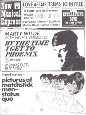 Titelseite des New Musical Express vom 3.Februar 1968